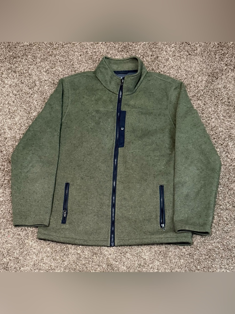 L L Bean Olive Green Men’s Fleece Jacket Full Zip Size Large Tall 293888